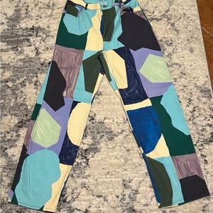 Miaou Abstract Print Wide-Leg Pants – Size L Women’s Pants